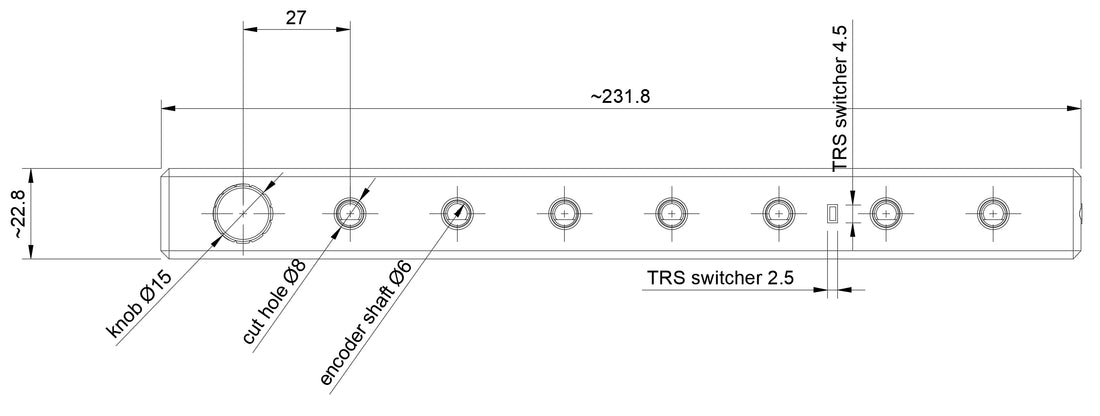 MIDI controller Layout of 8 encoders and 8 Potentiometers