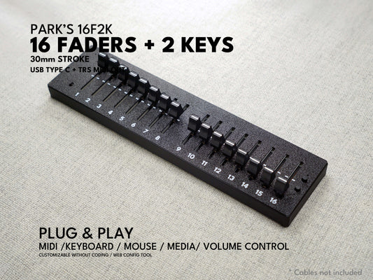 ParksTool 16F2K (16 Faders + 2 Keys) MIDI Controller