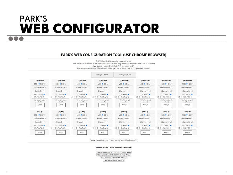 Park's 8E16K: 8 Encoders with 16 Keys / MIDI / Plug and Play / customizable / diy / MCP / keyboard mouse volume / Sound Devices